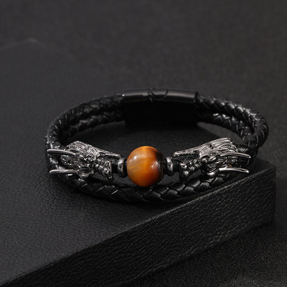 Chinese Loong Personality Double-layer Hand Woven Bracelet
