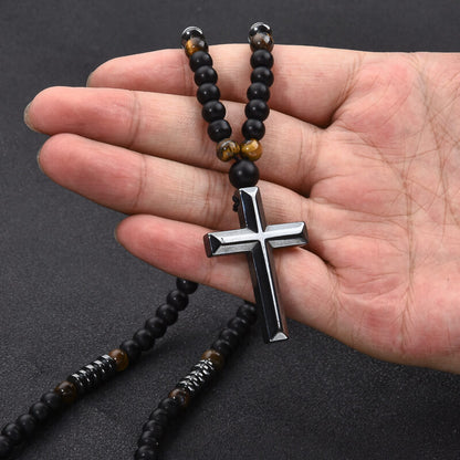 Ball Bead Cross Men's Necklace