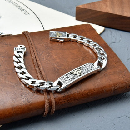 S925 Men's Omniscient Eye Buckle Glossy Bracelet
