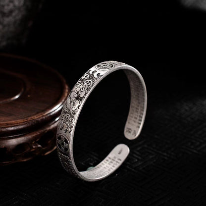 925 Sliver Vintage Wealth Transfer Pixiu Copper Coin Open Bracelets