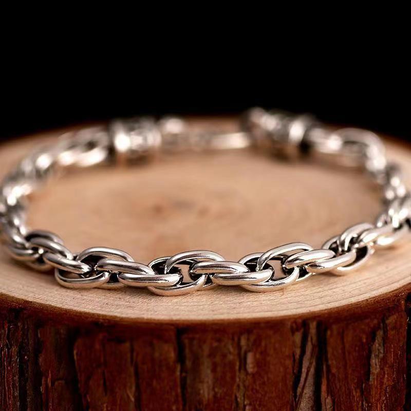 Men's 925 Sterling Silver Delicate Textured Bracelet