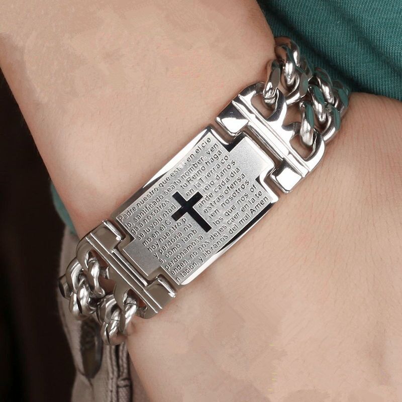 Men's Cross Double Row Bracelet