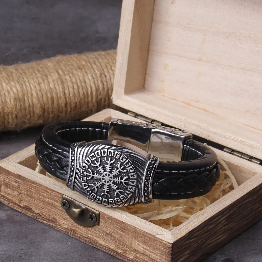 Viking Vegvisir Compass Bangle Valknut Bracelet
