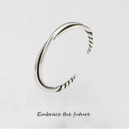 925 Silver hand-woven personalized retro opening adjustable bracelet