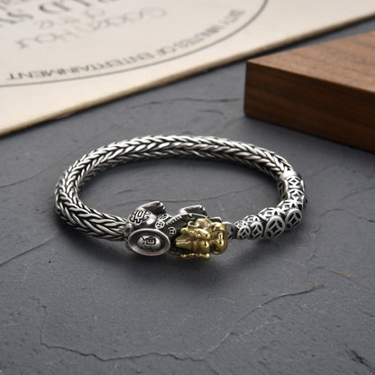 925 Silver Bracelet for Man Personality Woven