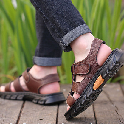 Cut Out Leather Sandals