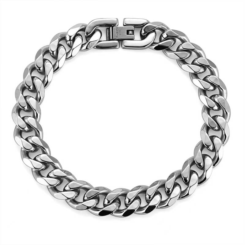 Trendy Polished Punk Titanium Steel Buckle Chain Men's Bracelet