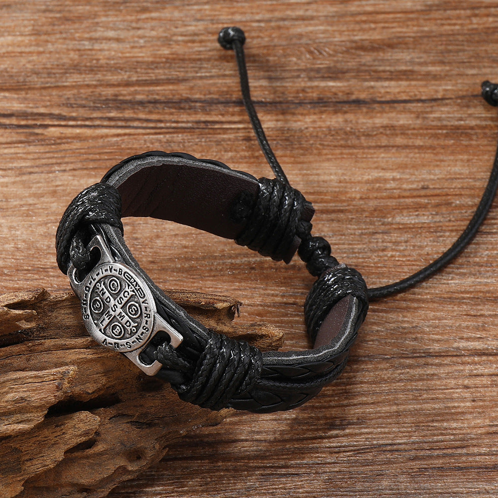 New Retro Men's Hand Woven Leather Bracelet