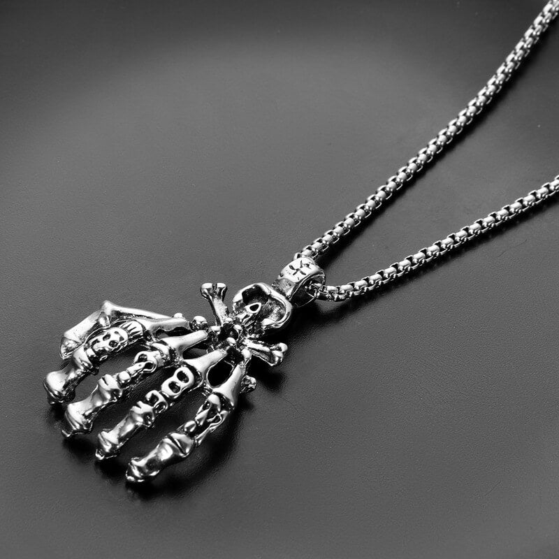 Personalized Retro Skull Ghost Claw Men'S Necklace