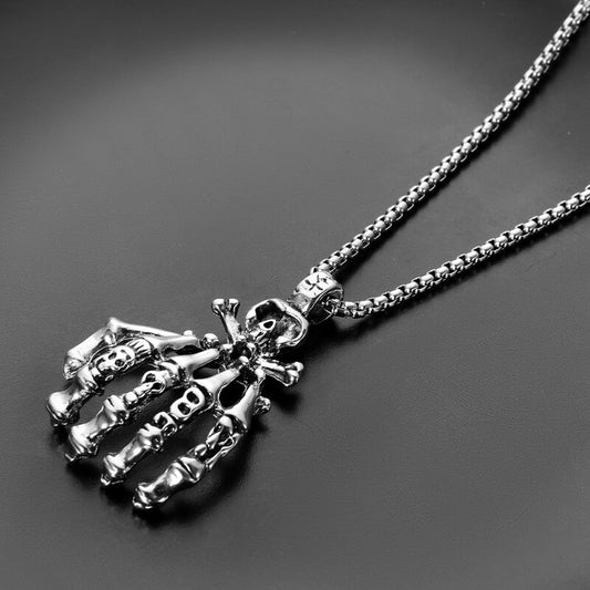 Personalized Retro Skull Ghost Claw Men'S Necklace