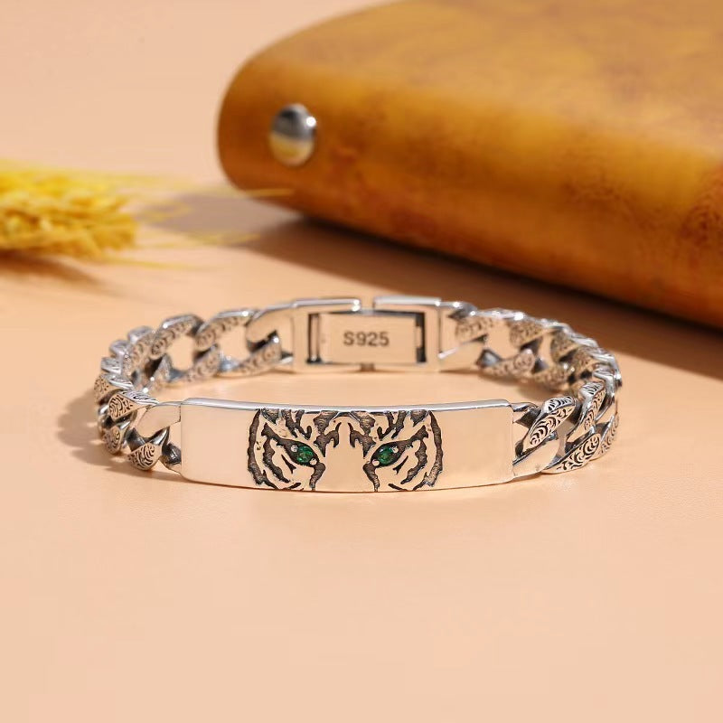 925 Silver Papas Tiger Year Couple Bracelet Fashion Punk Bracelet