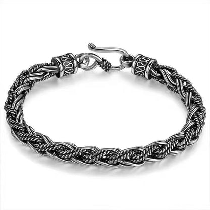 925 Silver Hand woven keel safety grain creative vintage bracelet