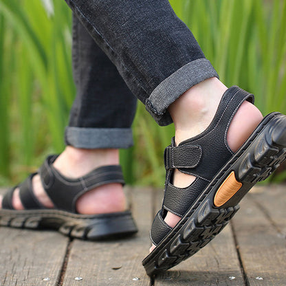 Cut Out Leather Sandals