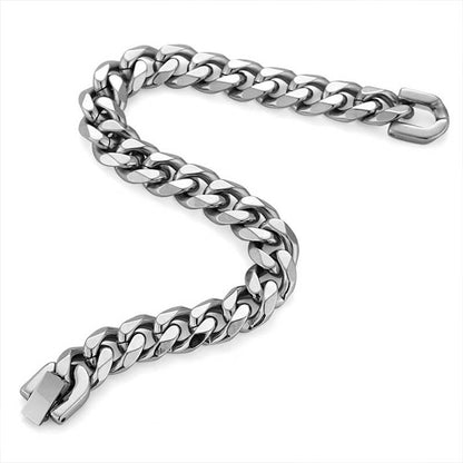 Trendy Polished Punk Titanium Steel Buckle Chain Men's Bracelet