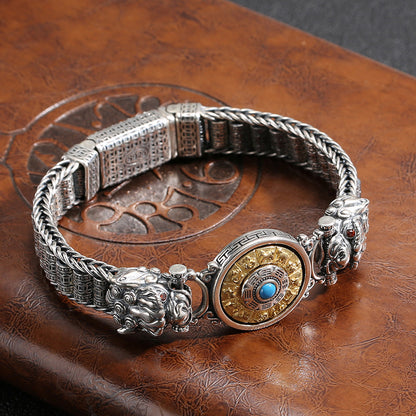925 Silver Vintage Gossip Six-Character Mantra Bracelet