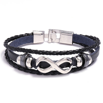 Retro Infinite Symbol Accessories Leather  Bracelet
