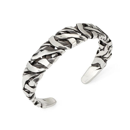 925 Silver hand-woven personalized retro opening adjustable bracelet