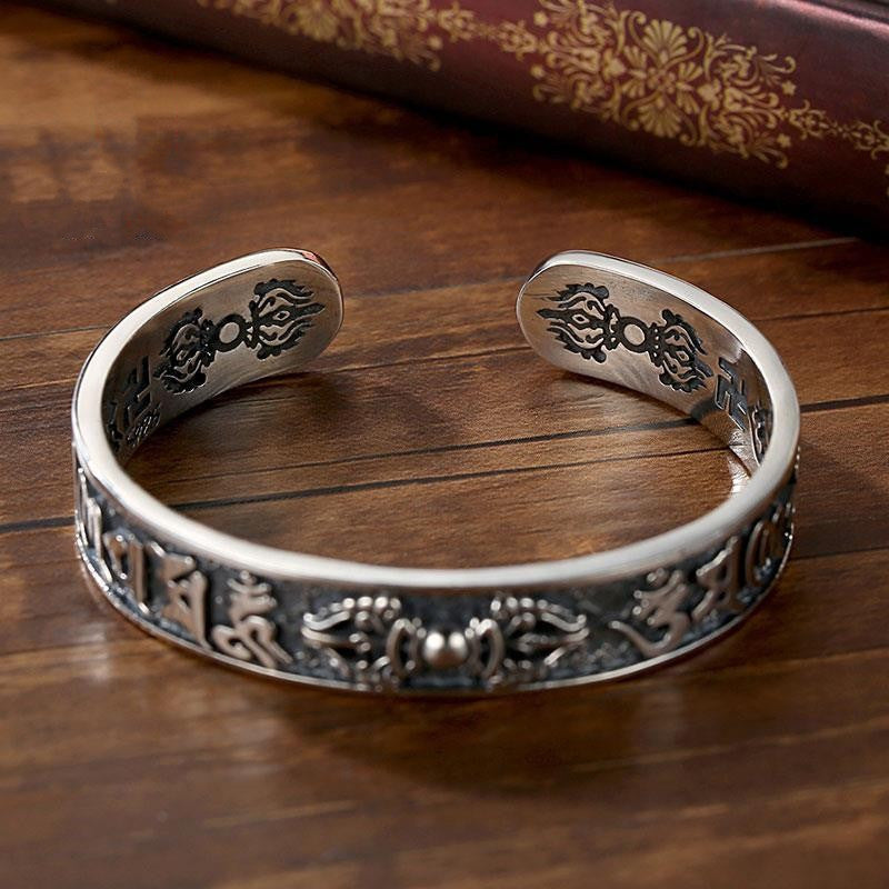 925 Silver Vintage Six-Character Mantra Ethnic Style Bracelet