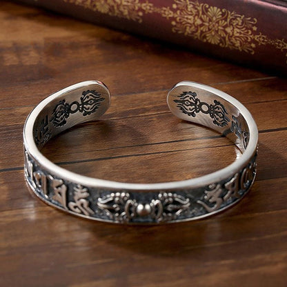 925 Silver Vintage Six-Character Mantra Ethnic Style Bracelet