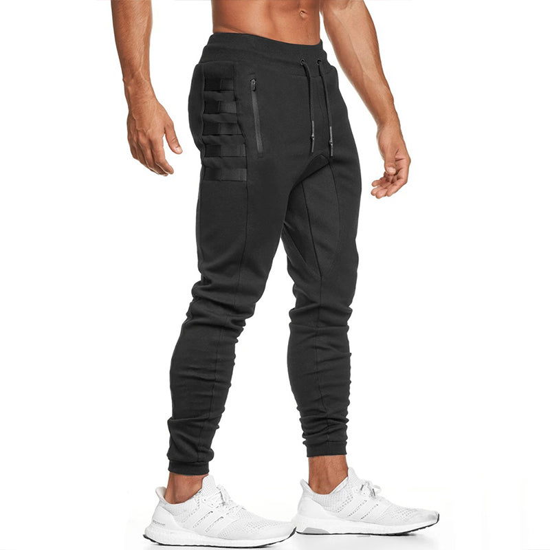 Solid Color Straps Sweat Pants