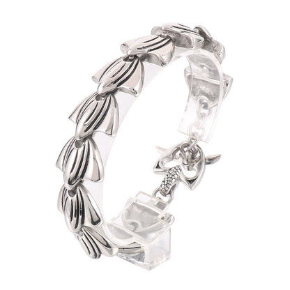 925 Silver Fishtail Boat Punk Style Vintage Snake Head Bracelet