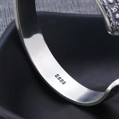 925 Silver Six Character Truth Vajra Pestle Adjustable Bracelet