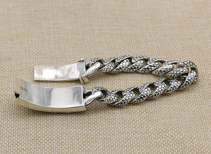 925 Silver European and American double ancient dragon bracelet