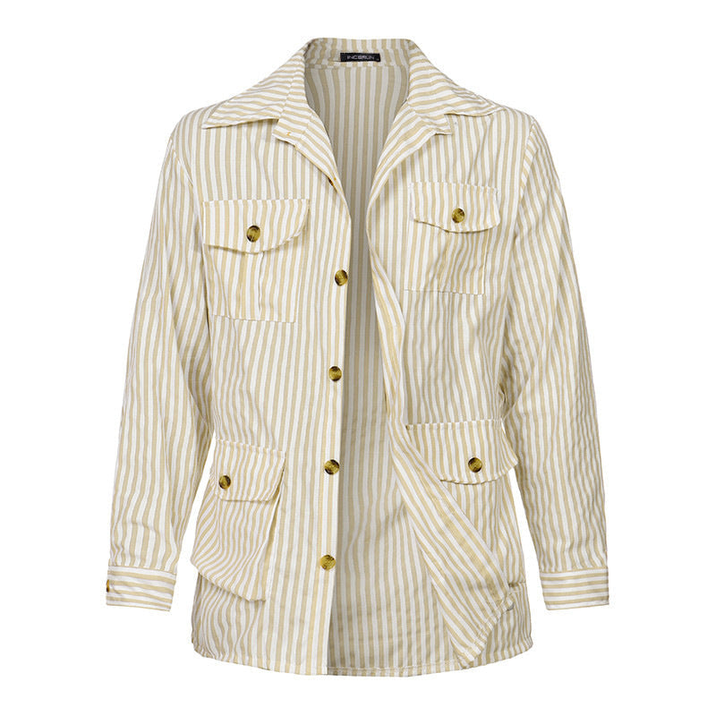 Chictango Striped Multi Pockets Jackets