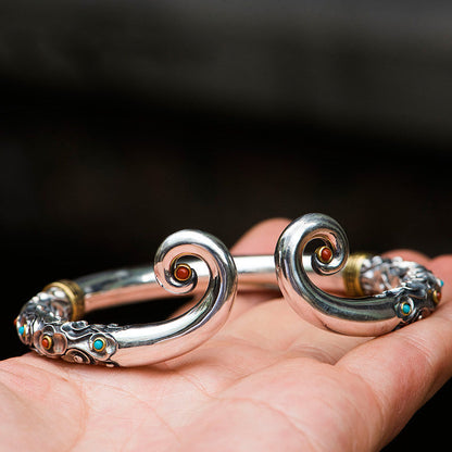 925 Silver Golden Cudgel Bracelet