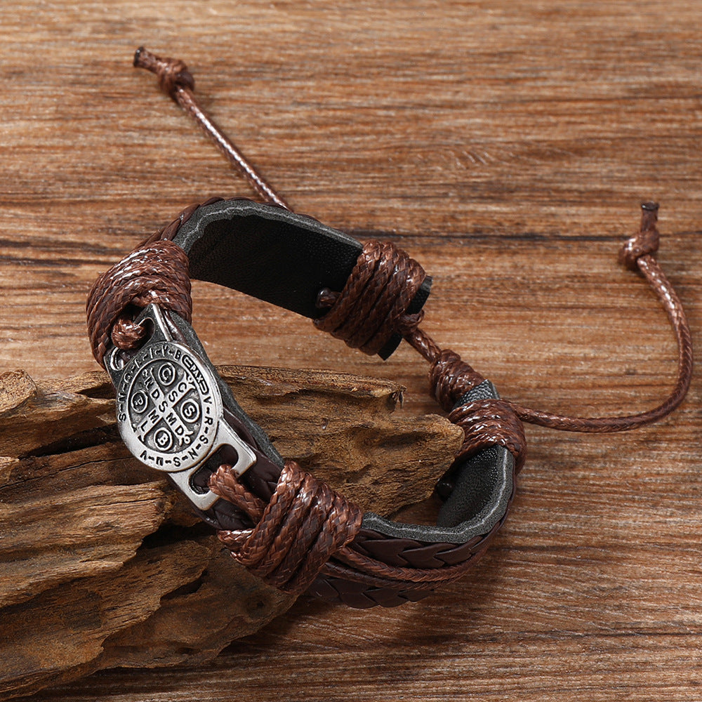 New Retro Men's Hand Woven Leather Bracelet