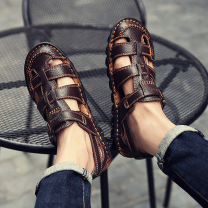 Cut Out Leather Sandals