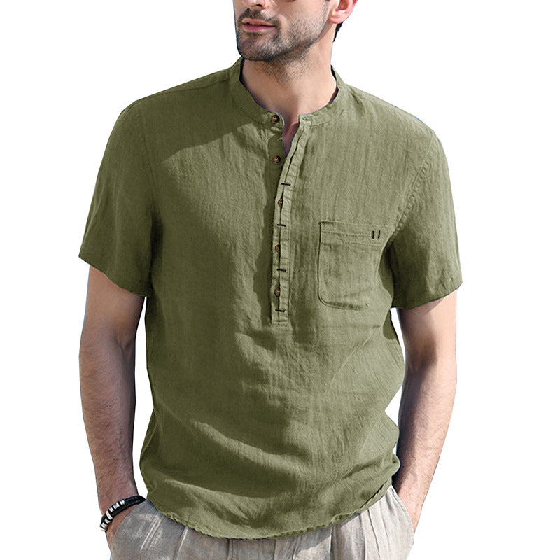 Chictango Cotton Linen Henley Shirt