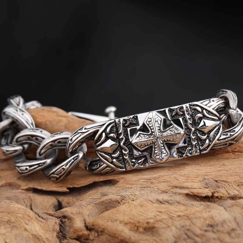 925 Sliver Vintage Cross Thread Bracelet