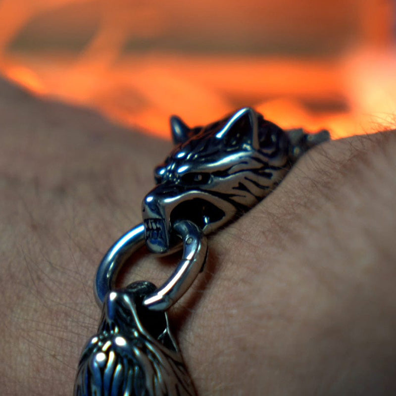 Wolf Head Viking Titanium Steel Strengthen Bracelet