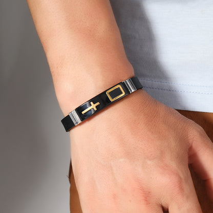 Men's Silicone Personalized Gold Cross Adjustable Bracelet