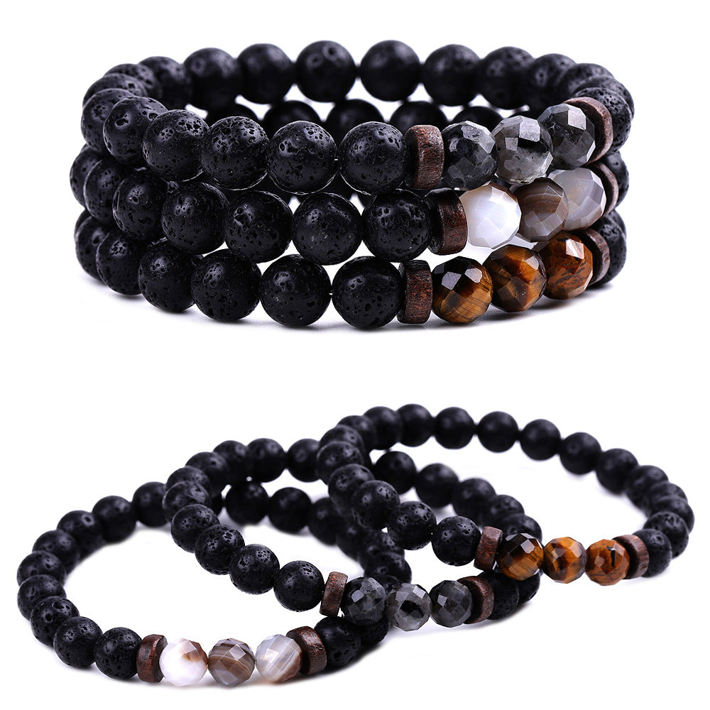 Chictango Faceted Beads Lava Stone Bracelets