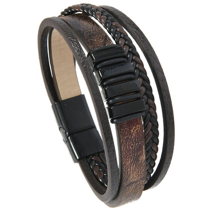 Retro Multi-layer Leather Hand Woven Bead Bracelet