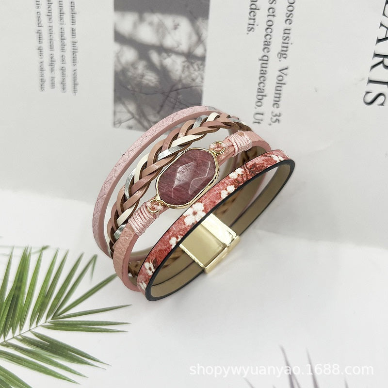 Multi layered hexagonal magnetic buckle bracelet