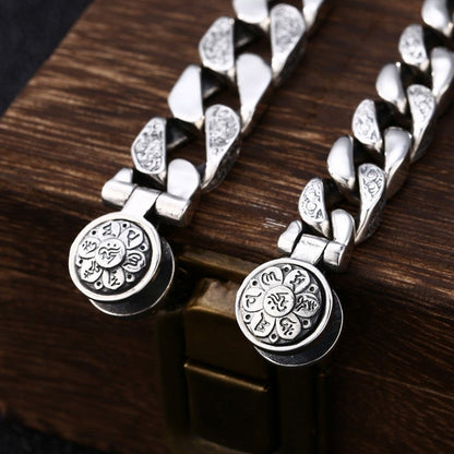 925 Silver Personality Trend Rotatable Six Character Mantra Bracelet