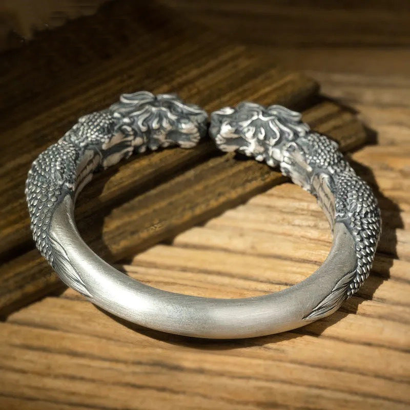 925 Silver Wide Faced Pixiu Bracelet