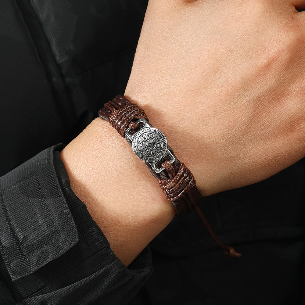 New Retro Men's Hand Woven Leather Bracelet