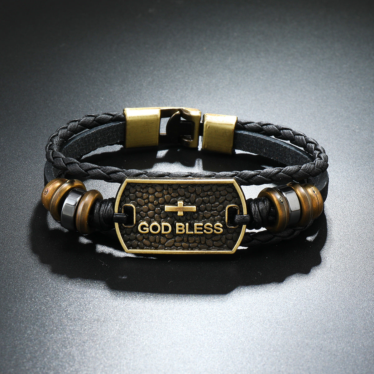 Men's Leather God Blessings Bracelet