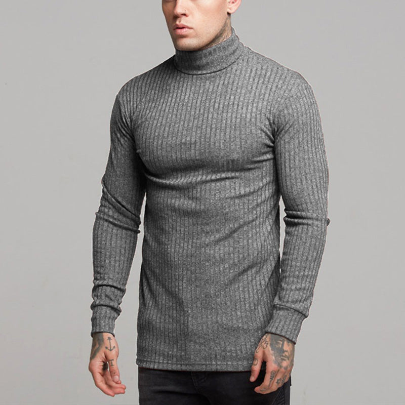 Knit Muscle Fit Turtle-neck Tee