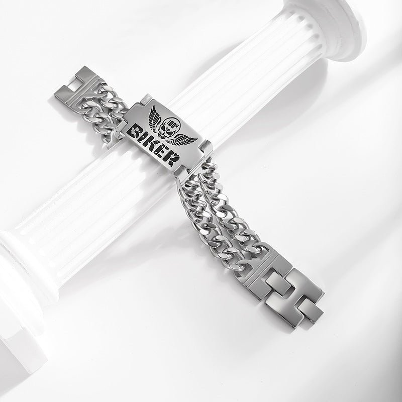 Silver Lettering Plain Bracelet