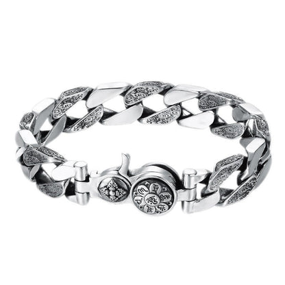 925 Silver Personality Trend Rotatable Six Character Mantra Bracelet