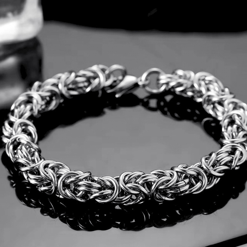 925 Silver Titanium steel woven bracelet for men's hand ornaments