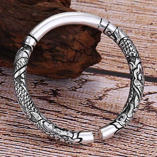 Double Dragon Holding Pillar Dragon Pattern Auspicious Cloud Opening Composite Bracelet