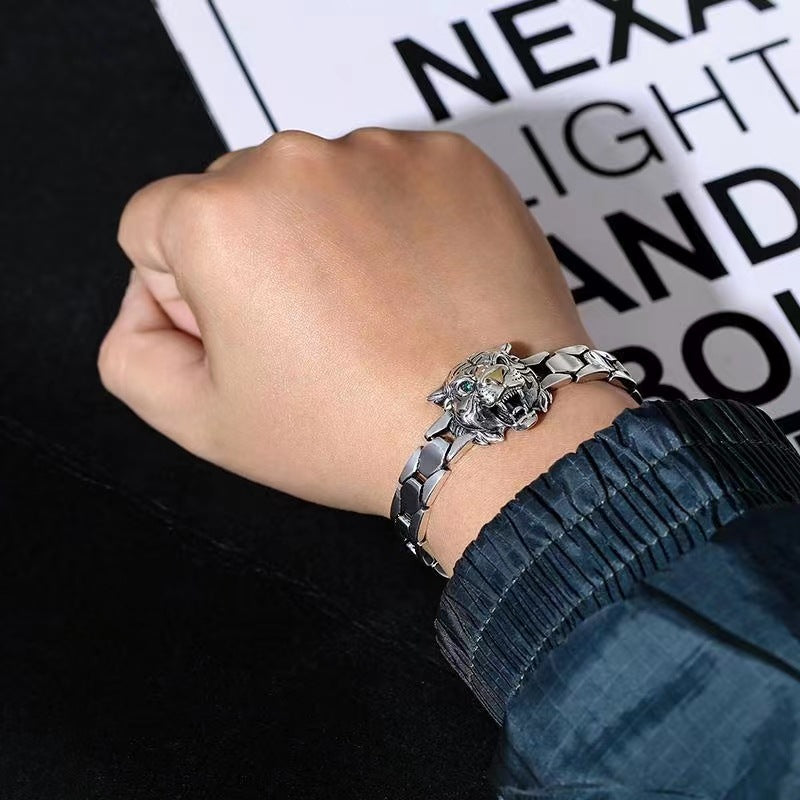 925 Silver Tiger Head Vintage Bracelet