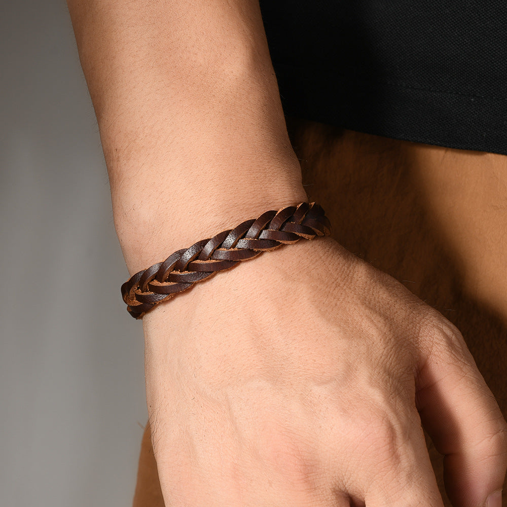 Retro Woven Cowhide Bracelet