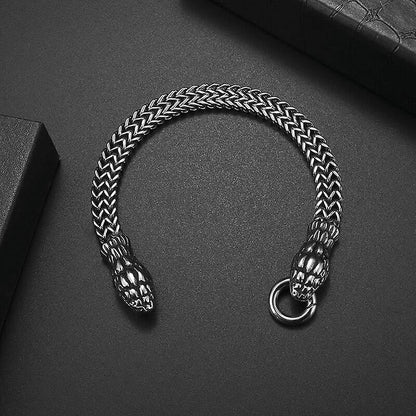 Double Snake Head Steel Bracelet